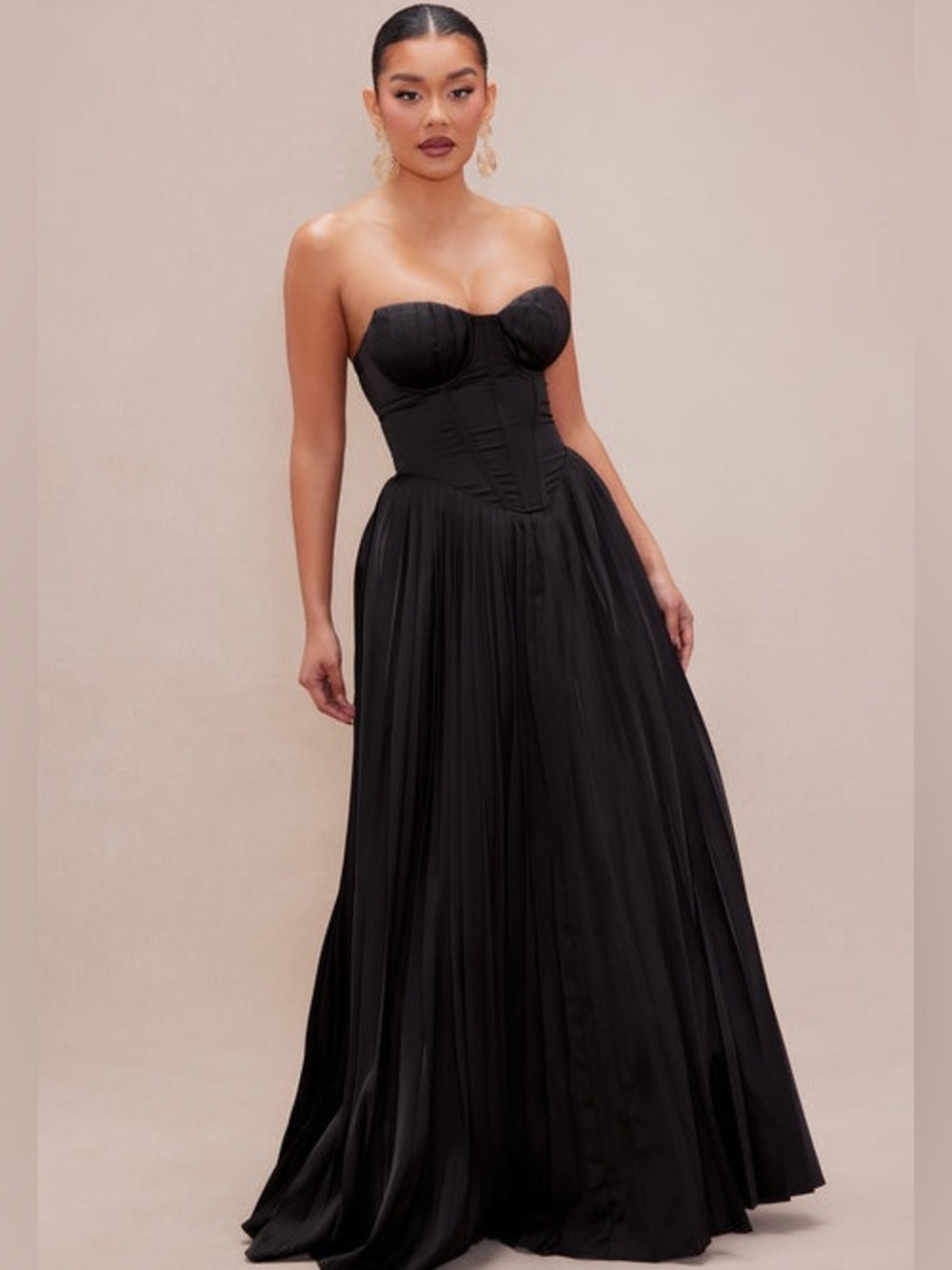 Addison Satin Gown - Black